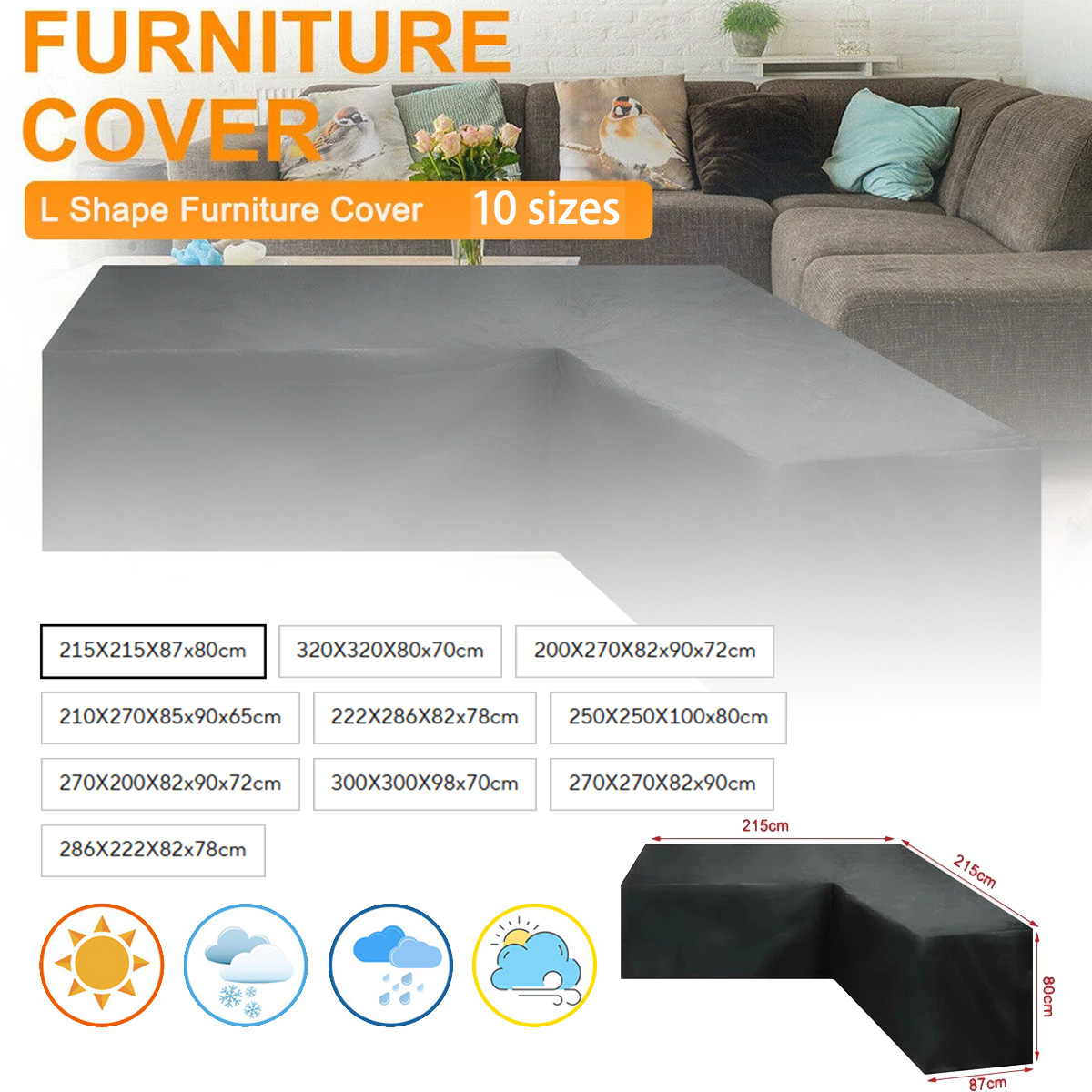 Outdoor Furniture L Shape - Capa Impermeável para Móveis em L