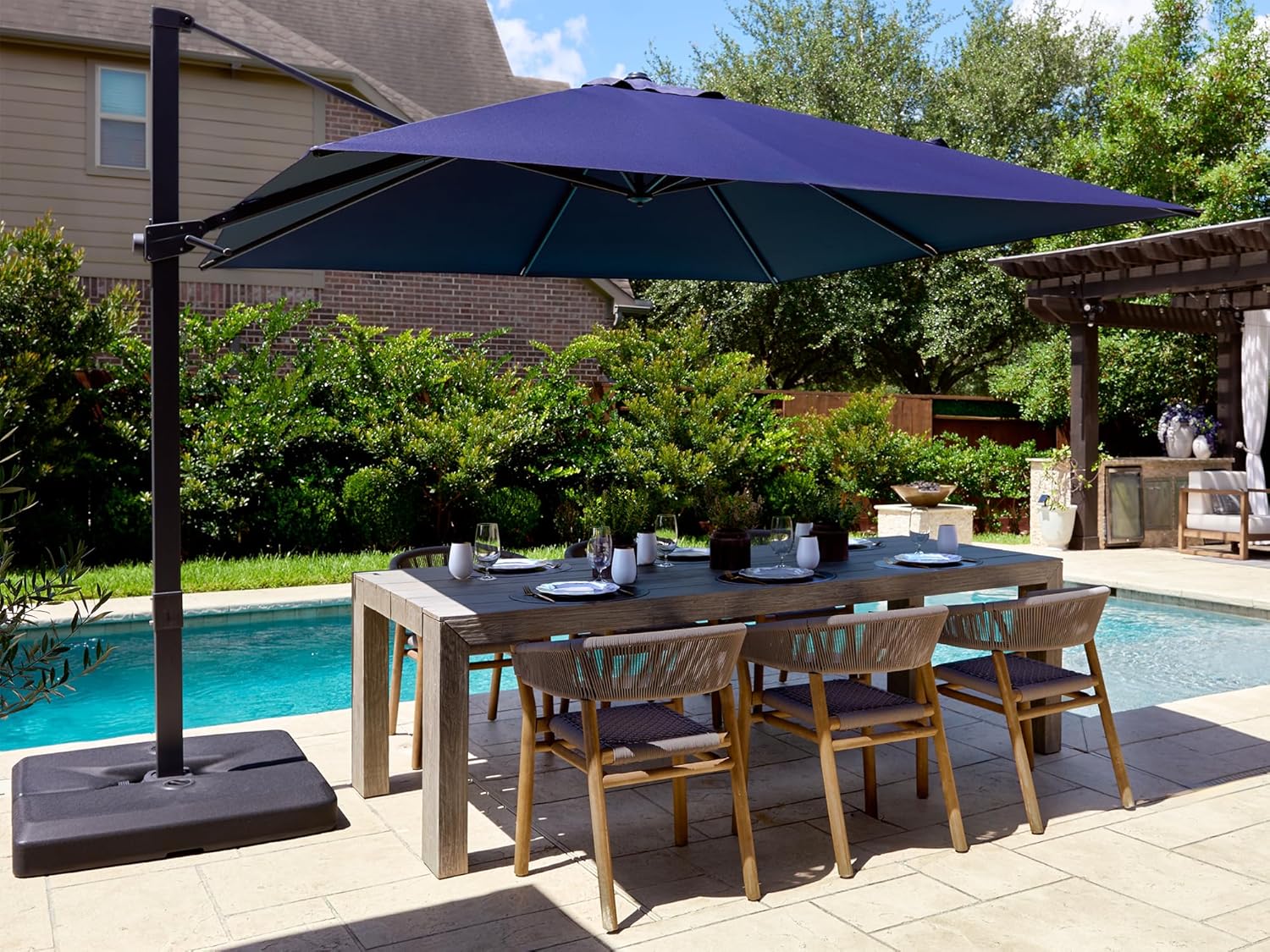 Outdoor Furniture With Umbrella - Guarda-Sol Cantilever Offset 10x10ft com Rotação