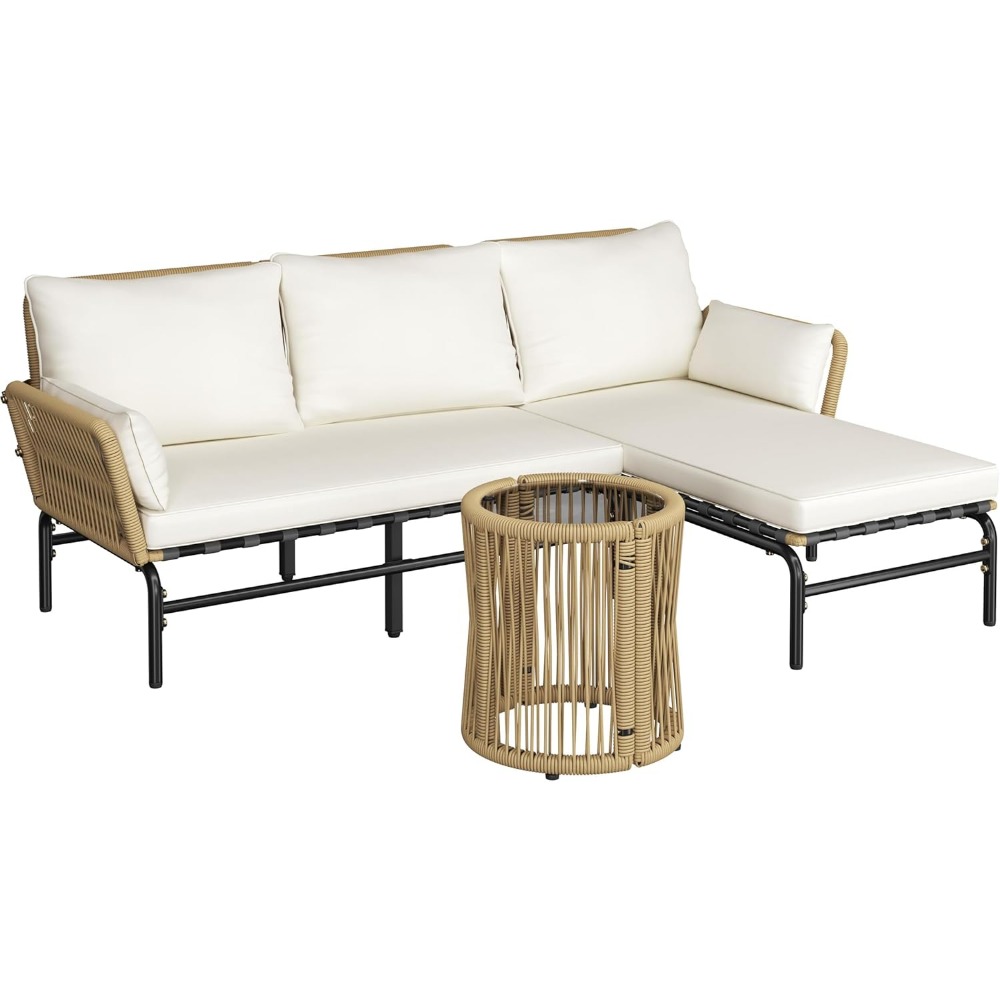 Outdoor Furniture L Shape - Conjunto de Móveis para Pátio em