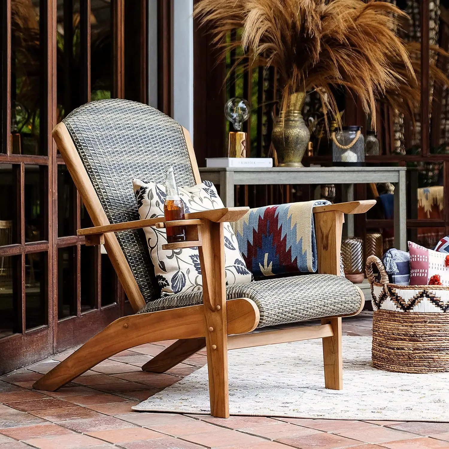 Adirondack Chair Wood - Cadeira Adirondack estofada acolchoada Auburn para