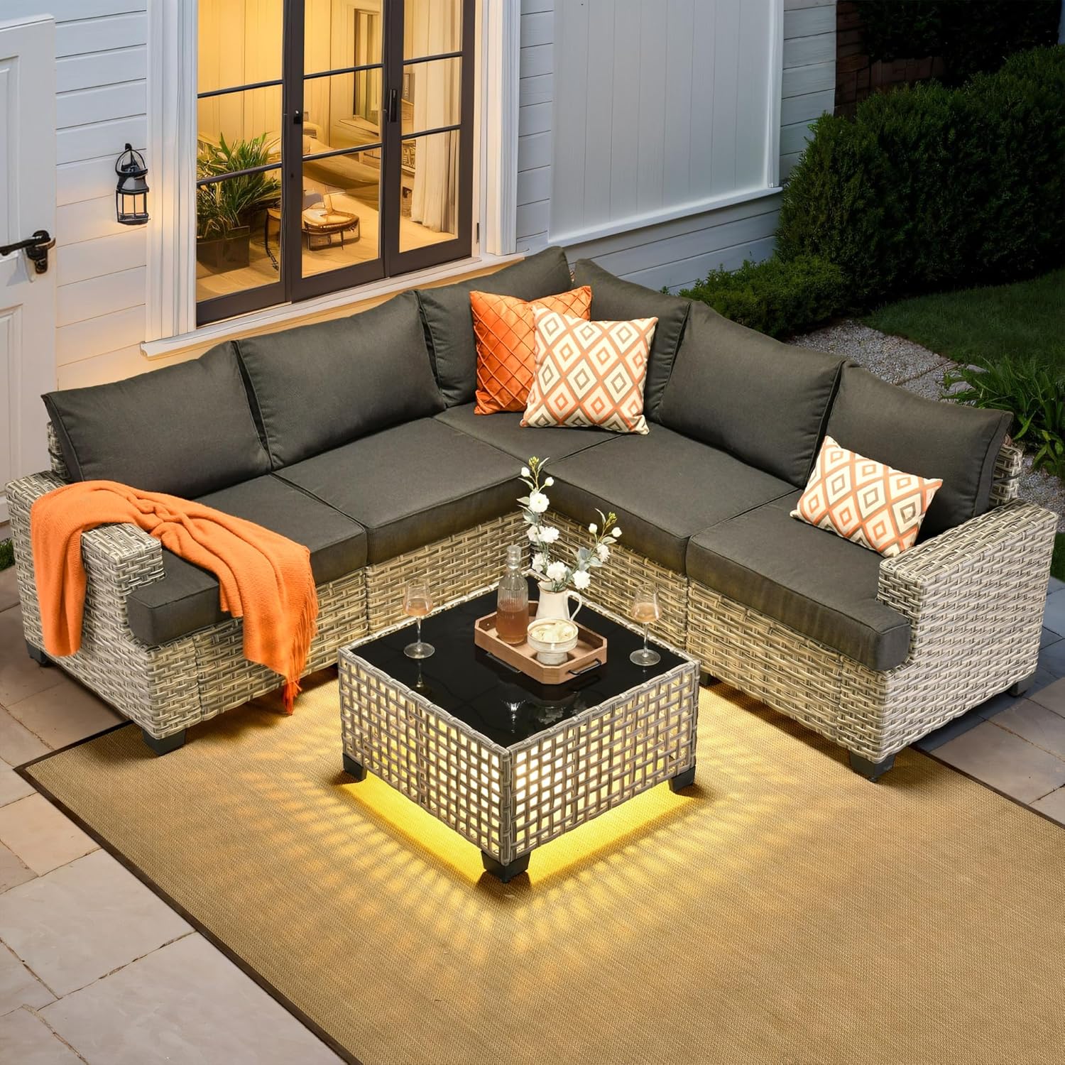 Outdoor Furniture L Shape - Conjunto de Móveis de Pátio Externo,