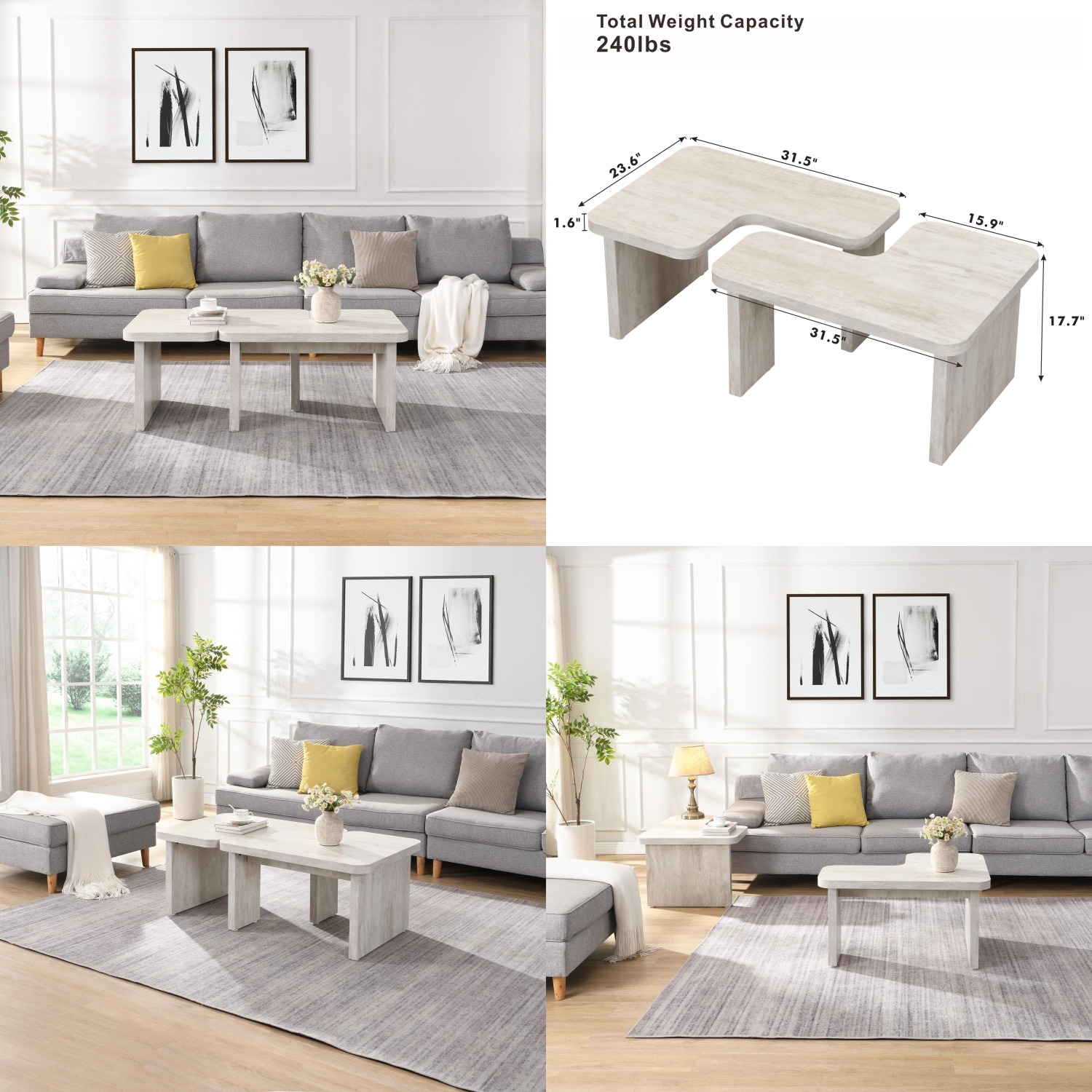 Outdoor Furniture L Shape - Mesa de Café Retangular Desmontável em