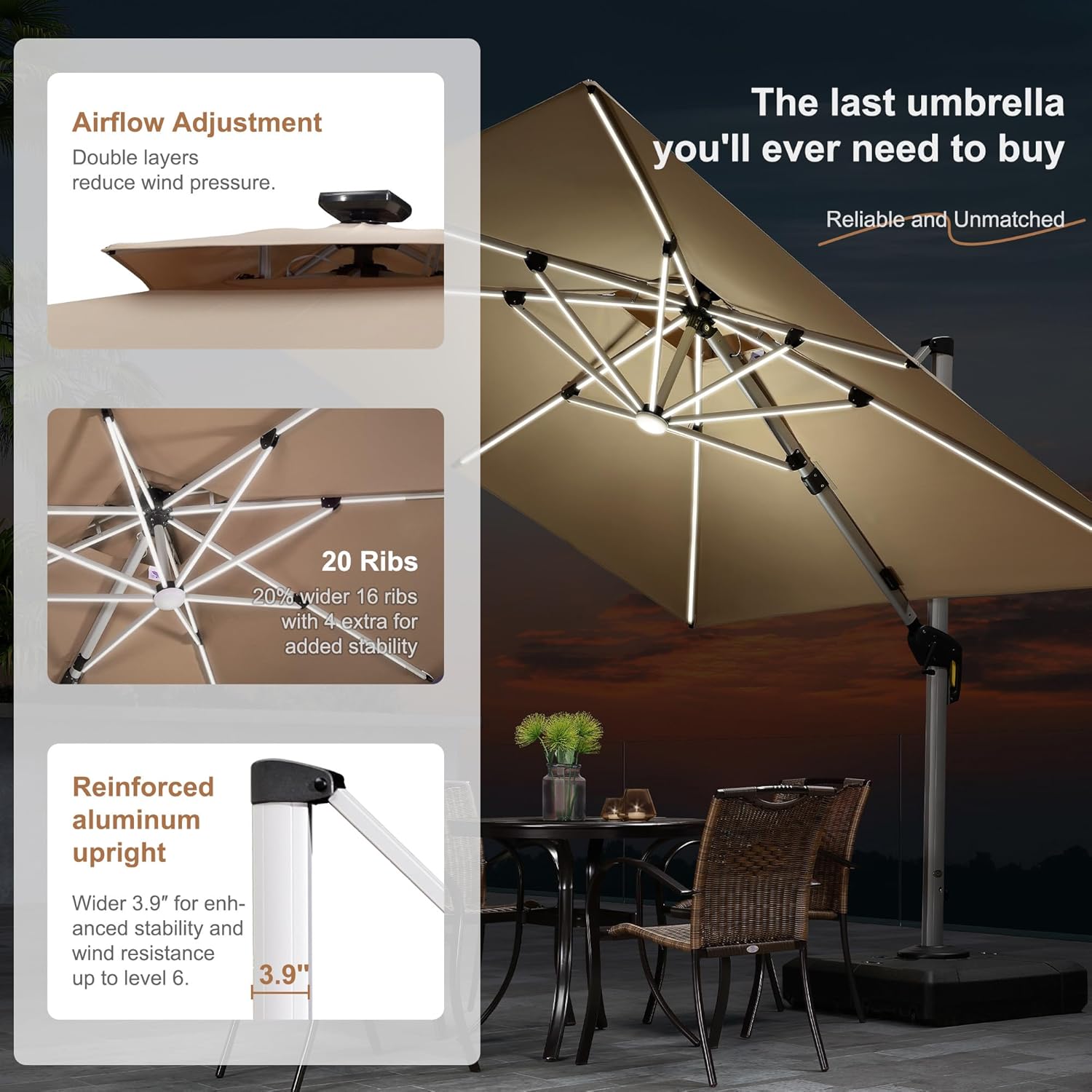 Guarda-Sol Retangular Deluxe S - Outdoor Furniture With Umbrella avaliação e preço