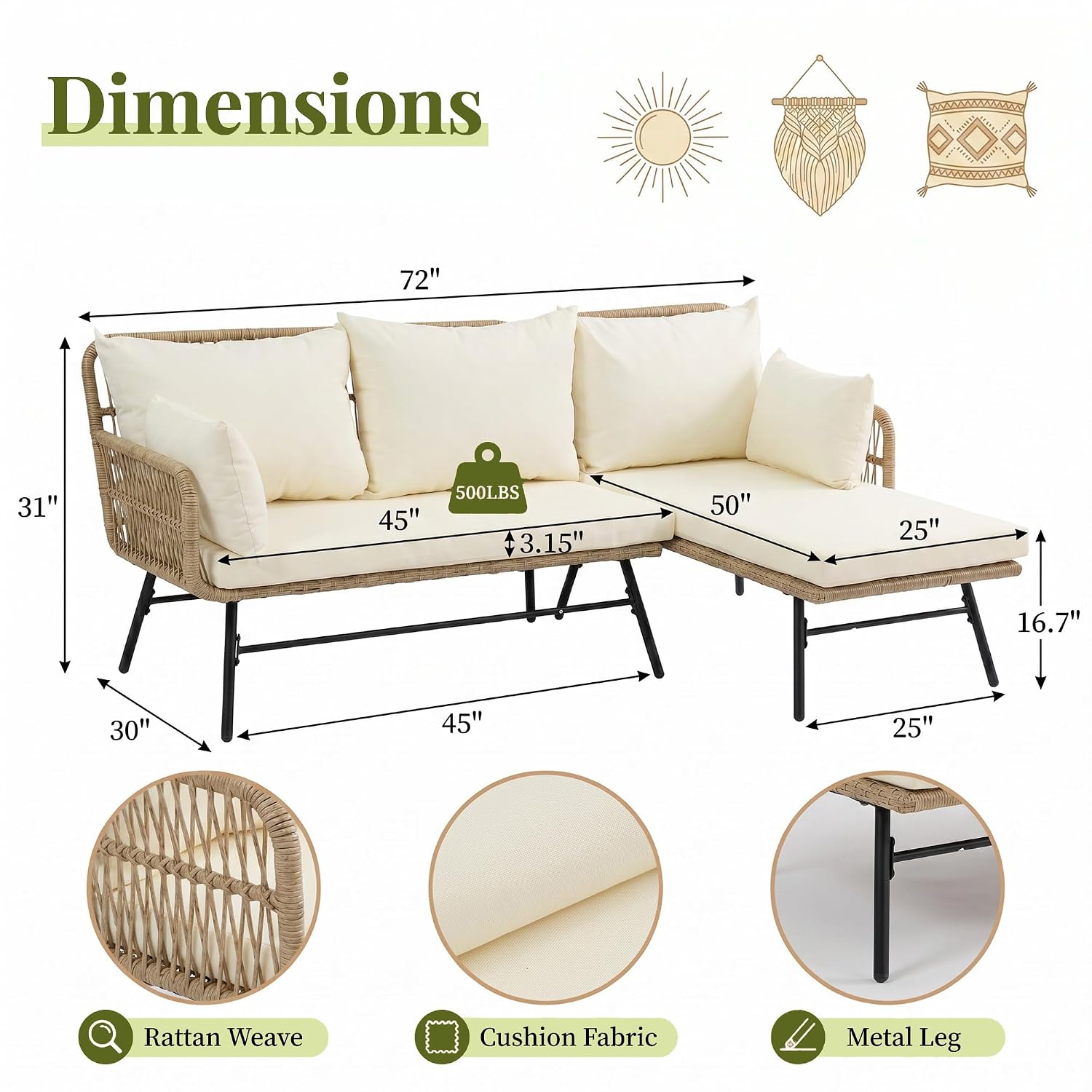 Conjunto de Móveis de Pátio Bo - Outdoor Furniture L Shape avaliação e preço
