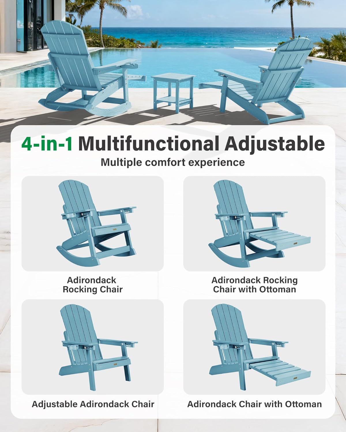Conjunto de 2 Cadeiras de Bala - Adirondack Chair Wood avaliação e preço